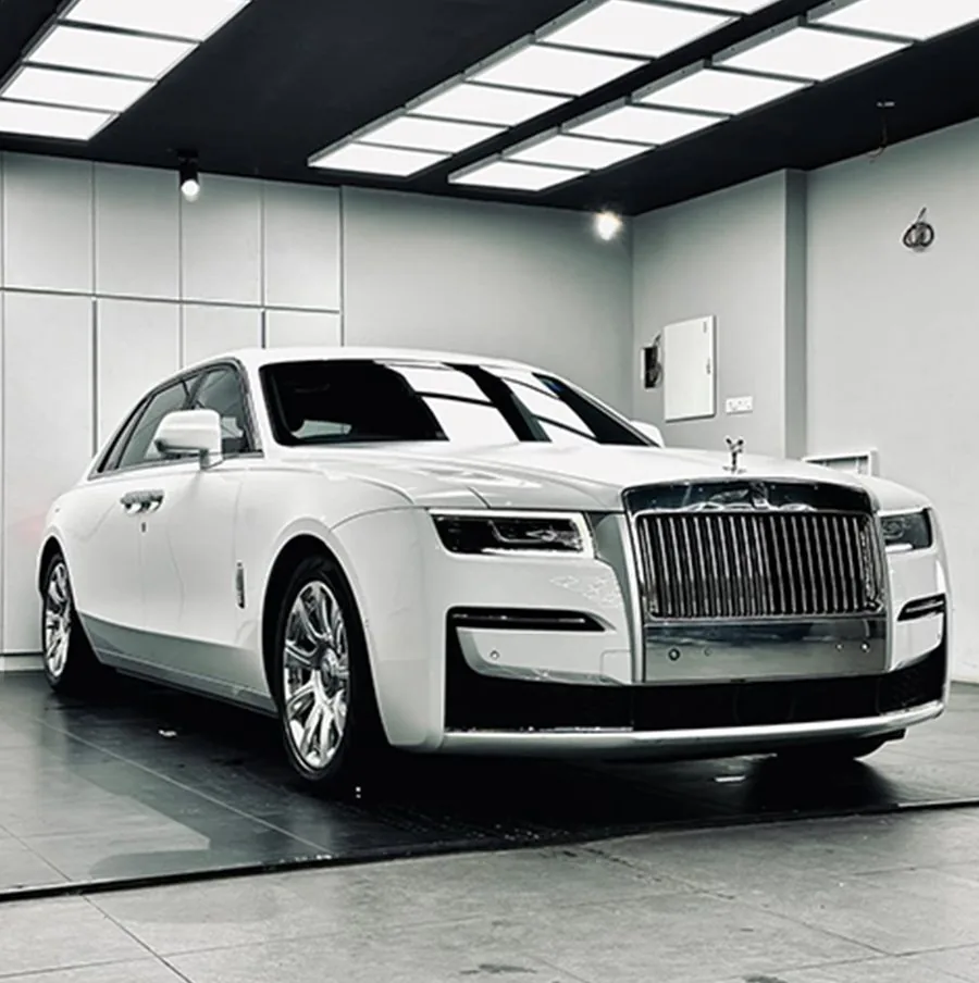 White Rolls-Royce Ghost with paint protection film, finished at the ECR studio