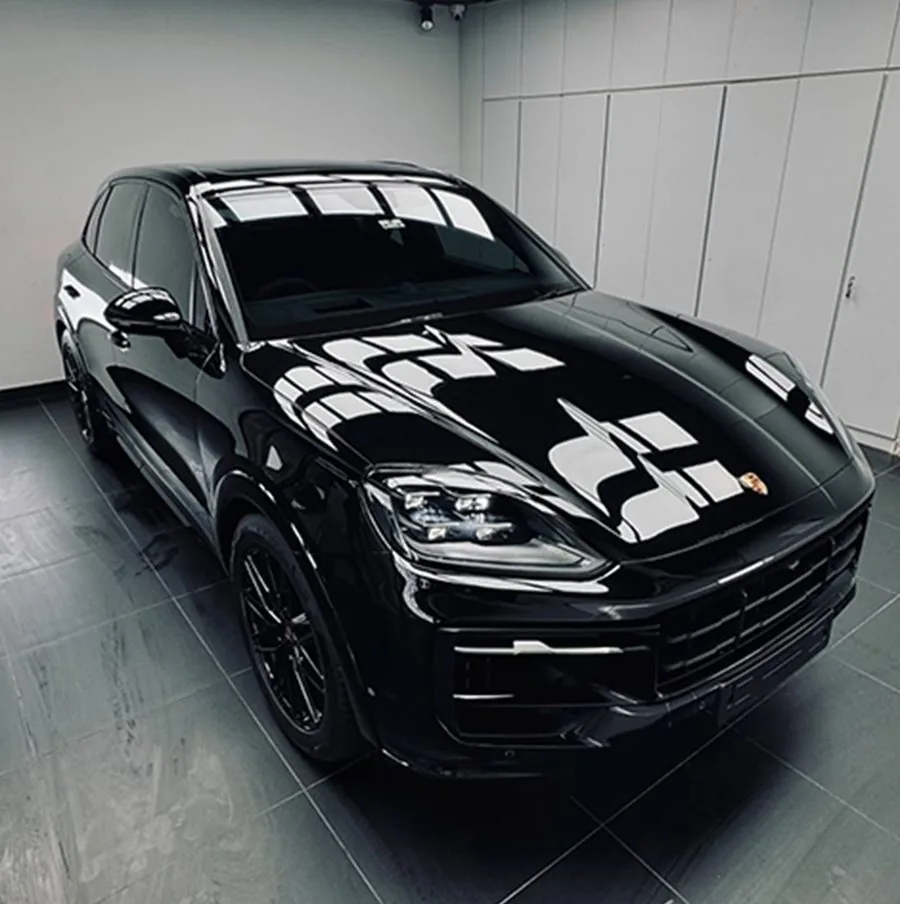 Black Porsche Cayenne Coupe protected with paint protection film